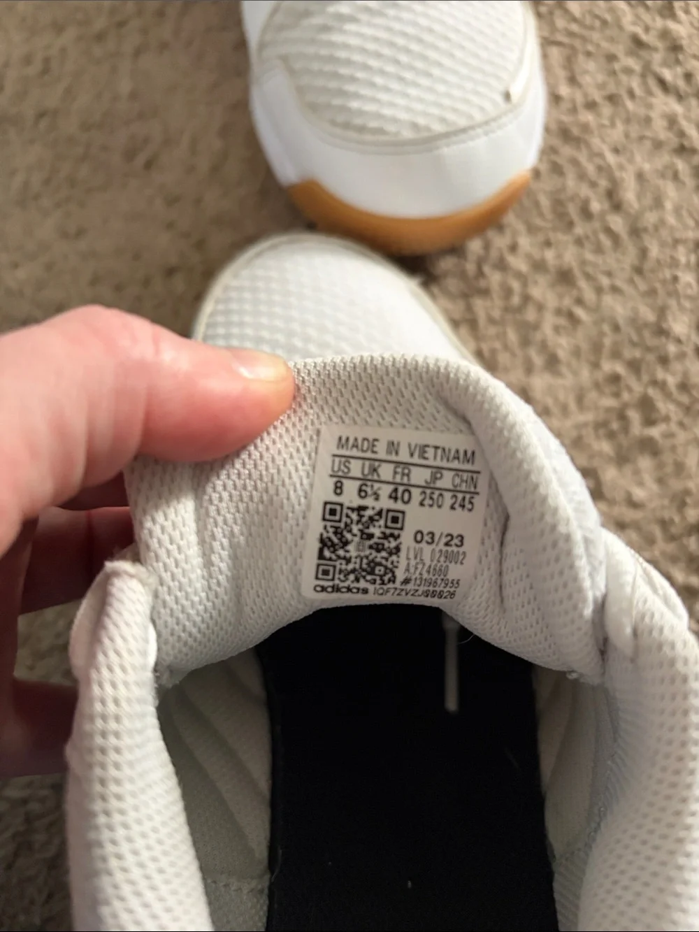adidas White Sneakers with Black Three-Stripes and Gum Outsole
